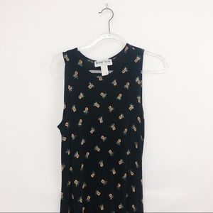 VINTAGE long pineapple print dress size 10P